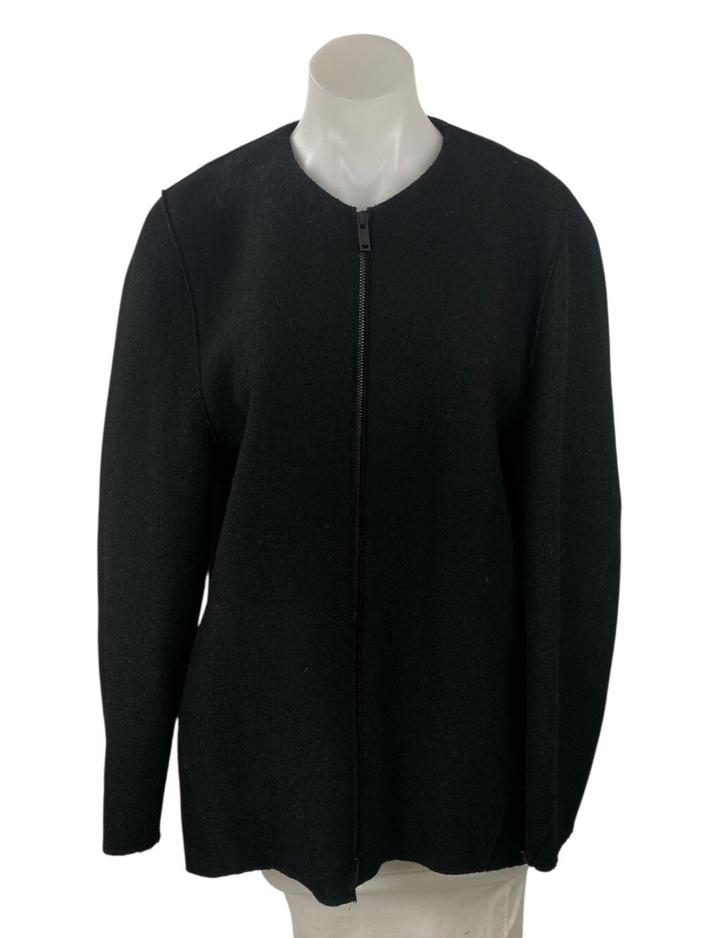 Cos 100% Wool Women's Black Long Sleeve Cardigan Sweater Blazer Coat Jacket Sz 6